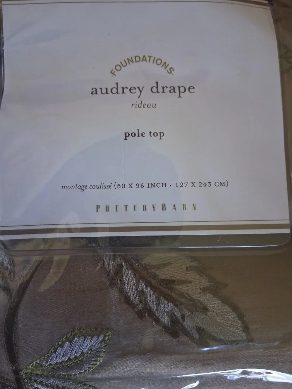 Pottery Barn Audrey 50W x 96L Gold Pole Top Floral SILK Drapes. Set of 2